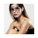 Bijoux Indiscrets Kristine Decal Eye Mask model showcasing its unique geometric design and glamorous look.