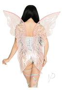Leg Avenue Iridescent Strapless Fairy Wings O/S Pink worn from behind, showcasing shimmering iridescent design.