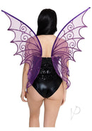 Leg Avenue Glitter Strapless Pixie Wings One Size Purple showcased on model from behind, highlighting shimmering glitter design.