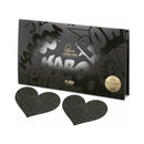 Bijoux Indiscrets Flash Reusable Glitter Pasties Heart Black packaging with black heart-shaped glitter pasties.