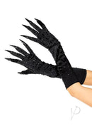Leg Avenue Rhinestone Claw Gloves One Size Black with sparkling rhinestones and dramatic claw tips.