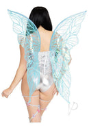 Leg Avenue Iridescent Strapless Fairy Wings O/S Blue, iridescent wings in soft blue shades, perfect for costumes or playful outfits.