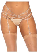 Leg Avenue Strappy Rhinestone O-Ring Garter Belt Nude showcasing a chic, strappy design with sparkling rhinestones.