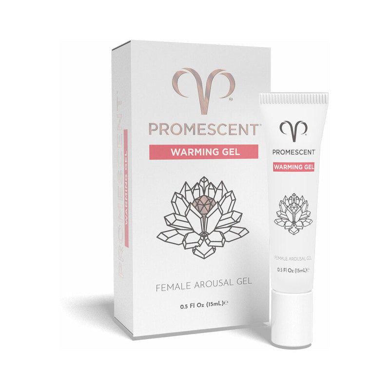 Promescent Female Arousal Warming Gel 0.5 Oz in packaging with applicator, designed for heightened sensitivity and pleasure.