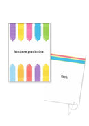 Naughty Greeting Card You Are Good Dick featuring colorful condom graphics and humorous text.