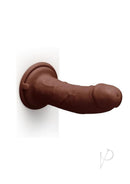 Together 8.5 Inch Realistic Dildo Suction Base Chocolate mounted on a wall, showcasing its lifelike design and texture.