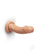 Together Realistic Dildo with Suction Base 9 Inch Caramel mounted on a wall.