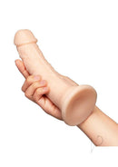 Together Realistic Dildo with Suction Base 8 Inch Vanilla held in hand, showcasing its lifelike design and detail.