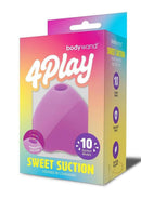 Bodywand 4Play Sweet Suction Clitoral Stimulator Purple packaging with heart-shaped design and suction modes.