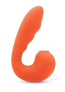 Bodywand 4Play Suck and Buzz Clitoral Stimulator Orange showcasing its unique double-ended design.