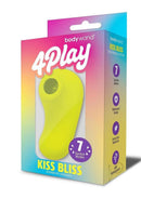 Bodywand 4Play Petite Bliss Clitoral Stimulator Yellow packaging with ergonomic design and 7 suction modes.