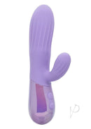 Aura Rotating Ripple Silicone Dual Massager Purple featuring soft ripples and targeted clitoral arm for layered pleasure.