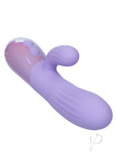 Aura Rotating Ripple Silicone Dual Massager Purple in sleek purple design with ripples and clitoral arm for stimulation.