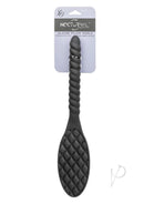 Nocturnal Collection Silicone Pillow Paddle Black displayed in packaging, highlighting its plush design for impact play.