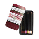 Skin Tone Colored Pencils 24-pack in a metal tin, showcasing various skin tone shades for creating lifelike portraits.