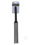 Nocturnal Collection Silicone Flogger Black features a curved handle and soft silicone tassels for versatile impact play.