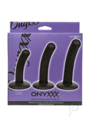 Onyxxx Silicone Curved Probe Set (3 Piece) Black featuring three sleek, curved black probes on packaging.
