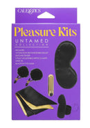 Pleasure Kits Untamed Collection Bondage Kit packaging featuring bondage accessories and sensory exploration items.