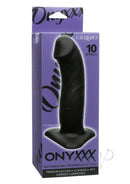 Onyxxx Rechargeable Silicone Intermediate Stud Black packaging, showcasing its sleek design and features like 10 speeds.