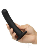 Onyxxx Rechargeable Silicone Pegging Kit Black silicone probe held in hand, showcasing its sleek design and features.