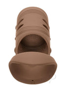Performance Maxx Silicone Open-Ended Penis Sleeve Caramel in a caramel color with ribbed texture for enhanced sensation.