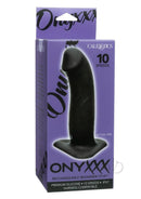 Onyxxx Rechargeable Silicone Beginner Stud Black packaging with 10 speeds for targeted pleasure and comfort.