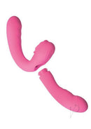 Desire Two-Piece Dual Rechargeable Silicone Vibrator Pink, versatile pleasure toy for solo and partner use.