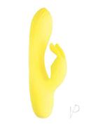 Sorbet Lemon Rechargeable Silicone Rabbit Yellow - compact dual stimulator for pleasure with textured shaft and bunny arm.