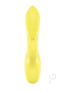 Sorbet Lemon Rechargeable Silicone Rabbit Yellow dual stimulator with textured shaft and bunny-style arm.