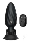 Butts Up Rotating Spiral Rechargeable Silicone Plug Black with textured base and remote control.