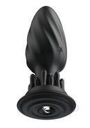 Butts Up Rotating Spiral Rechargeable Silicone Plug Black showcasing its unique tapered tip and textured design.