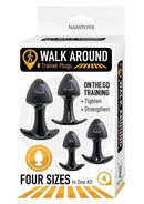 Nasstoys Walk Around Trainer Anal Plugs 4 Pack Black packaging featuring four sizes for anal training.