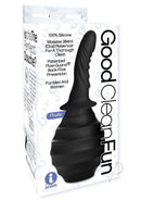 Good Clean Fun Silicone Phallic Douche Black packaging, featuring a soft silicone design for effective cleansing.