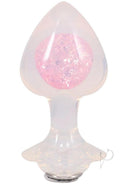 Booty Bling Jeweled Silicone Anal Plug Large Clear with a translucent body and a glittering crystal base.