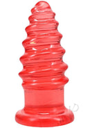 Doc Johnson Crystal Jellies Anal Twist 7 Inch Pink backdoor toy with twisting ridges for enhanced pleasure.