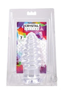 Crystal Jellies Anal Twist 7 Inch Clear anal toy packaging with ridged design for stimulation.