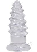 Crystal Jellies Anal Twist 7 Inch Clear backdoor toy with twisting ridges for intense stimulation.