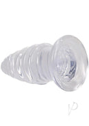 Crystal Jellies Anal Twist 7 Inch Clear backdoor toy with twisting ridges for sensation and stimulation.
