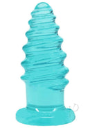 Doc Johnson Crystal Jellies Anal Twist 6 Inch Blue backdoor toy with a twisted, ridged design