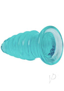 Doc Johnson Crystal Jellies Anal Twist 6 Inch Blue backdoor toy with textured shaft for enhanced stimulation.