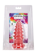 Crystal Jellies Anal Twist 6 Inch Pink anal toy in packaging, showcasing its sculpted design and flexible material.