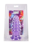 Crystal Jellies Anal Twist 7 Inch Purple flexible probe for backdoor exploration with spiral ridges.