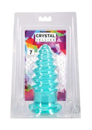 Crystal Jellies Anal Twist 7 Inch Anal Plug Teal packaging with colorful design and product display.
