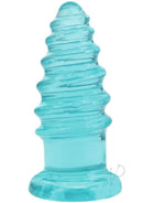 Crystal Jellies Anal Twist 7 Inch Anal Plug Teal with twisting ridges for enhanced stimulation.