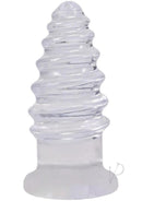 Crystal Jellies Anal Twist 6 Inch Clear soft probe with spiraled ridges for anal stimulation.