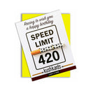420 Speed Limit Birthday One Hitter Kard with a metal pipe and fun birthday design.