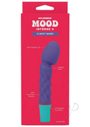 Mood Intense G Rechargeable Silicone G-Spot Wand Purple/Teal packaging with design features.