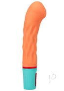 Mood Intense Arc Silicone G-Spot Vibrator Orange with a smooth silicone texture and a flexible shaft for pleasurable stimulation.