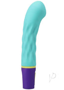Mood Intense Arc Silicone G-Spot Vibrator Teal/Purple with a curved design and soft silicone texture.