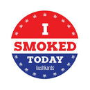 KushKards I Smoked Today Sticker 3 Pack featuring a playful design with red, white, and blue colors and cannabis leaves.